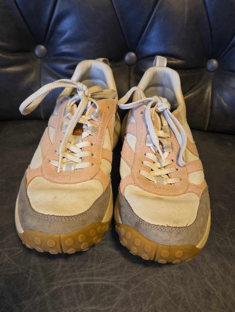 Keen Women's Cream, Pink & Gray Suede-Trim Sneakers